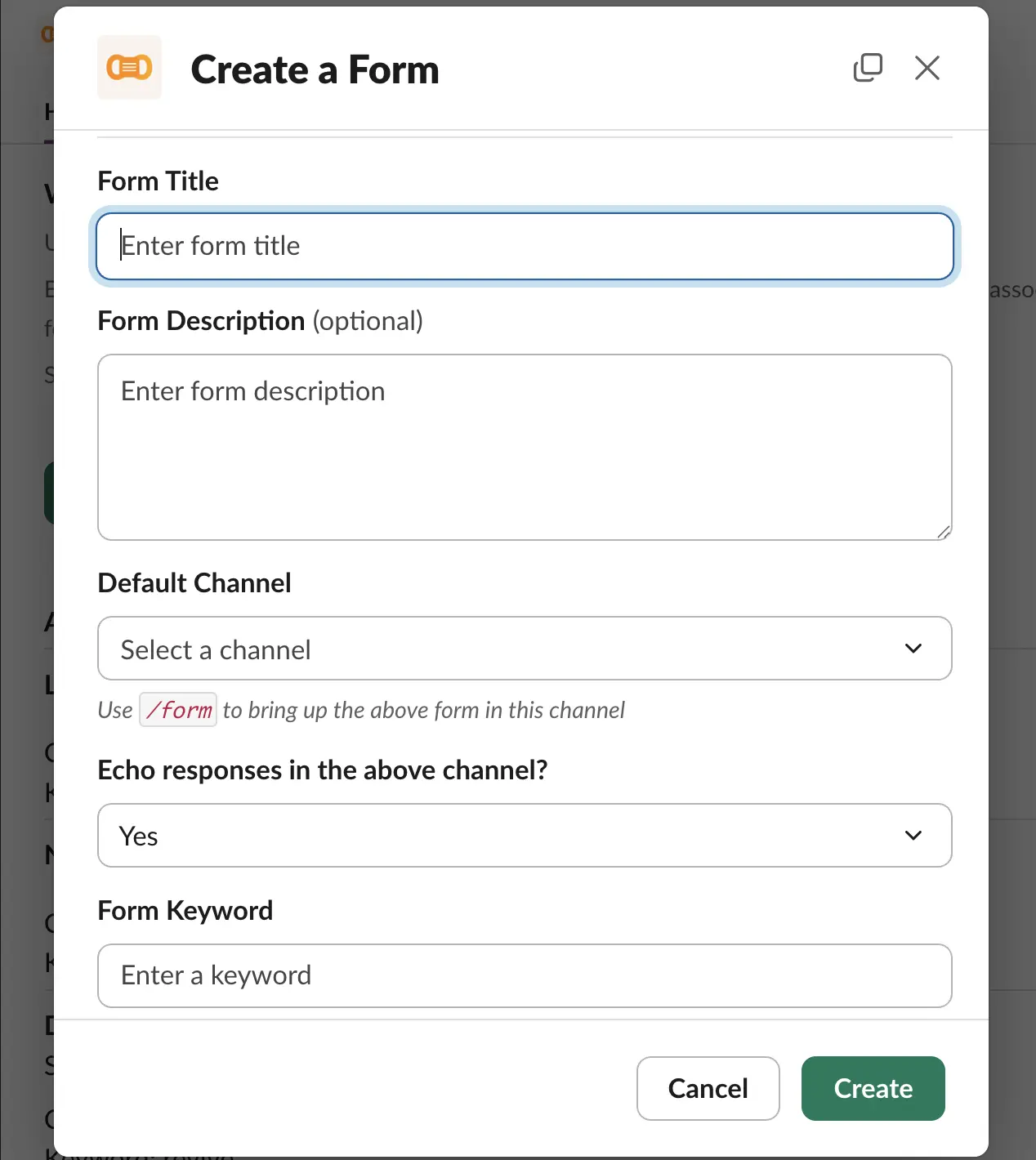 Create form button