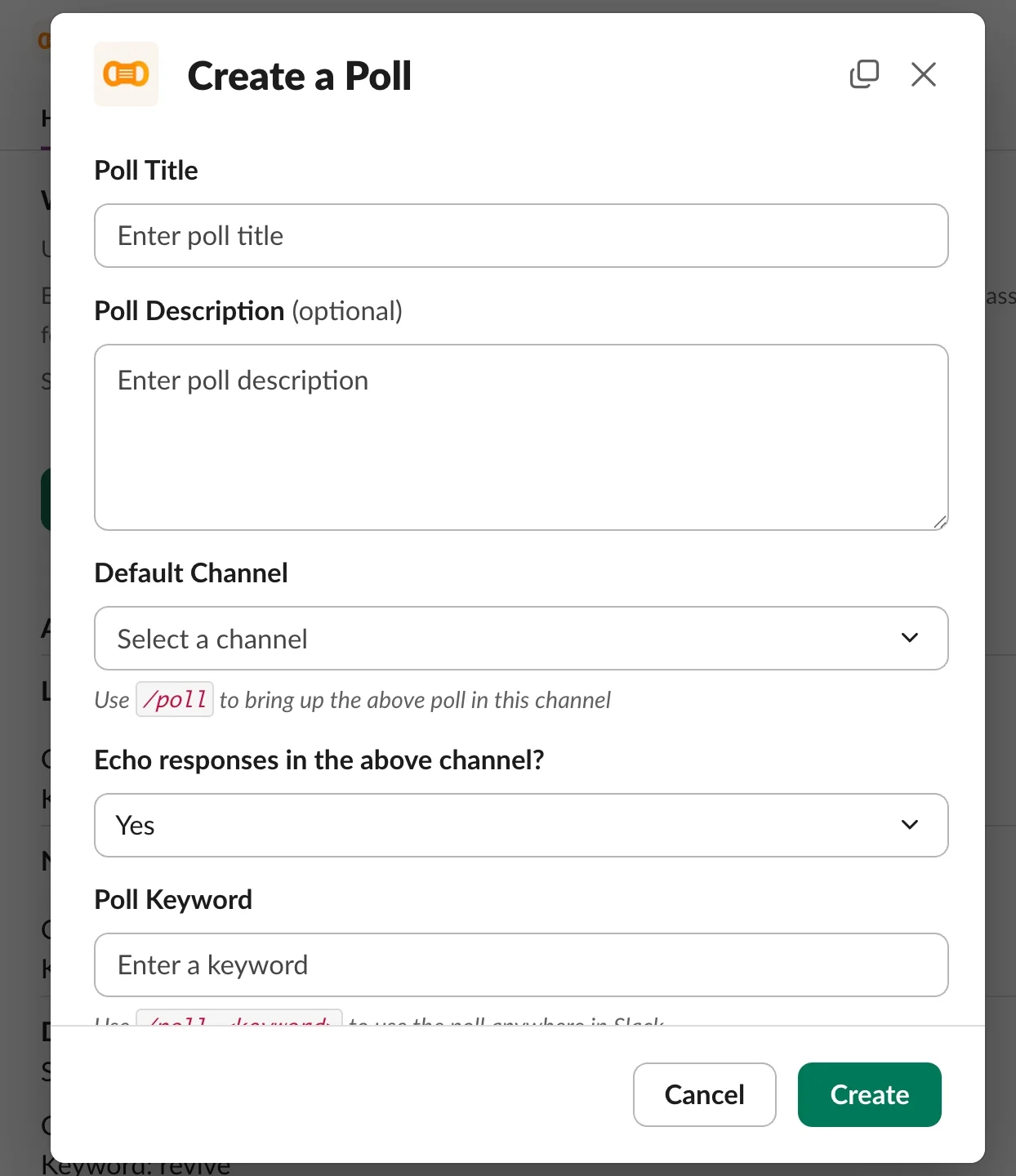 Create form modal