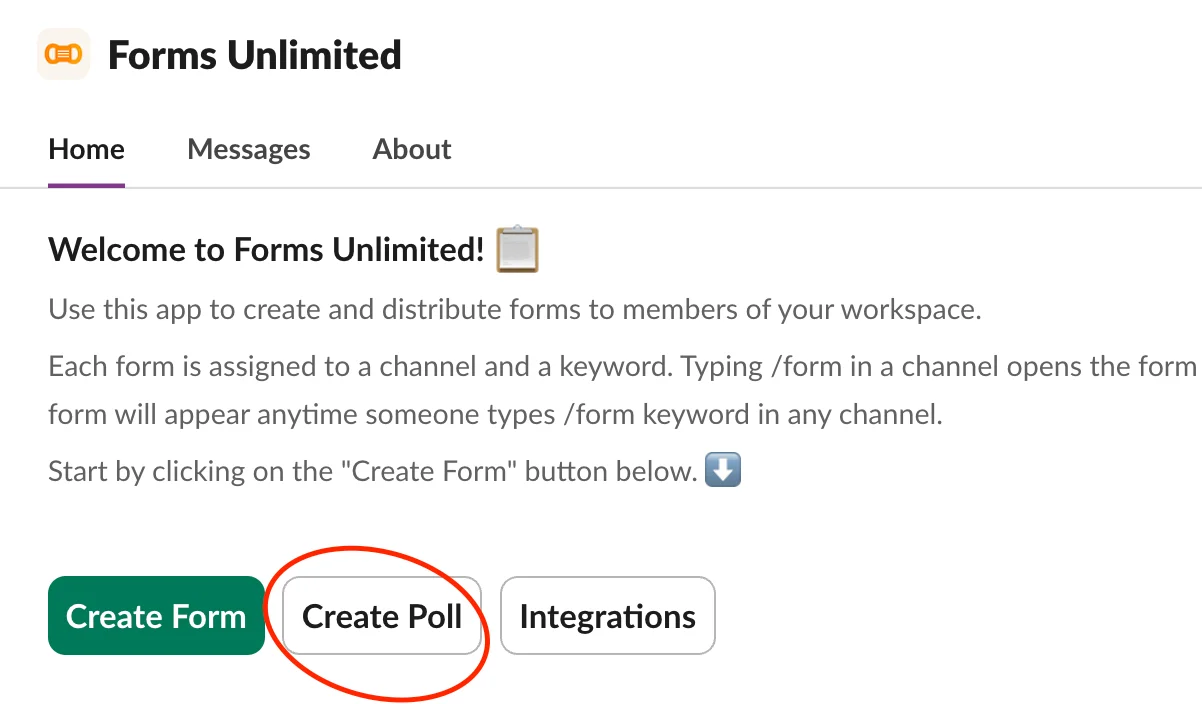 Create form button